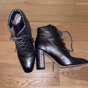 Sigerson Morrison silver combat Valora boots